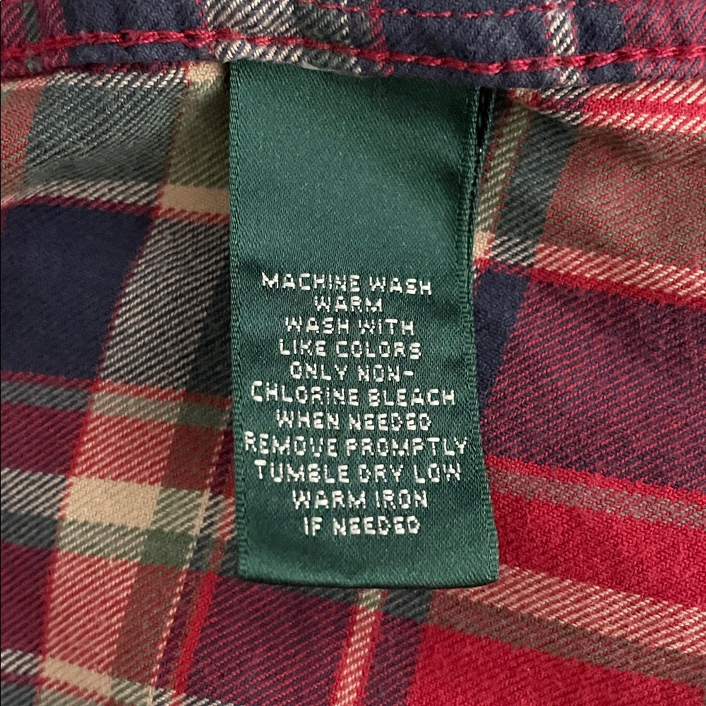 Lauren Ralph Lauren Plaid‎ Flannel Button Down Shirt Large Top Red Green - Picture 5 of 6